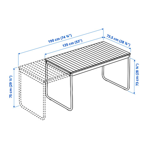 VÄSMAN extendable table, outdoor