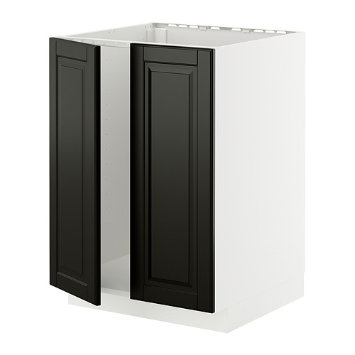 METOD, base cabinet for sink + 2 doors