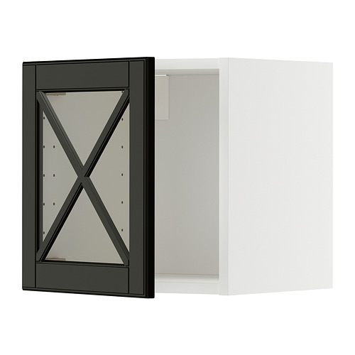 METOD, wall cabinet w glass door/crossbar.
