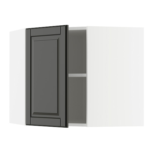 METOD, corner wall cabinet with shelves