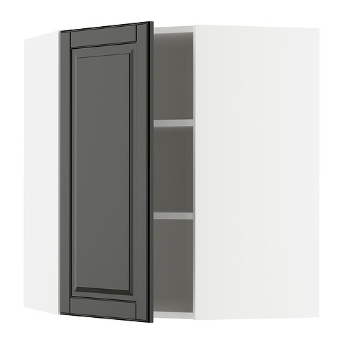 METOD, corner wall cabinet with shelves