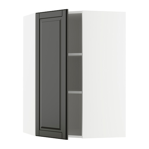 METOD, corner wall cabinet with shelves