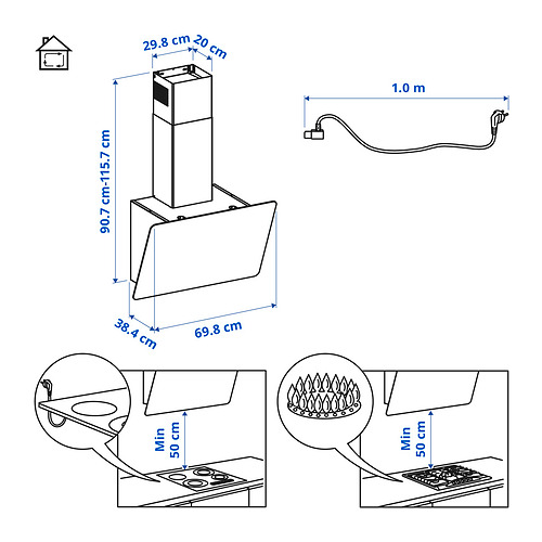 FINSMAKARE wall mounted extractor hood