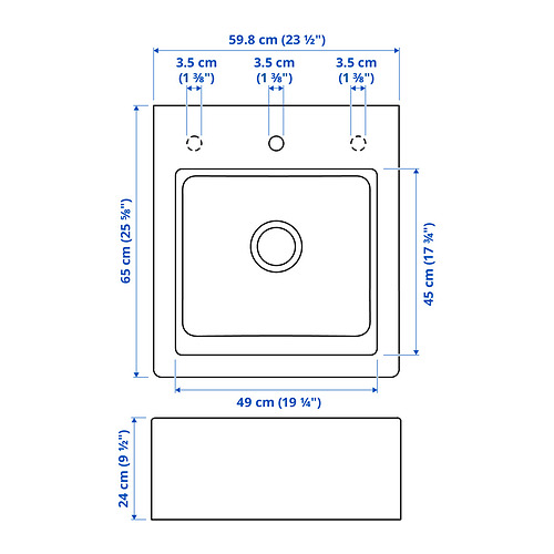 TALLSJÖN sink bowl w visible front