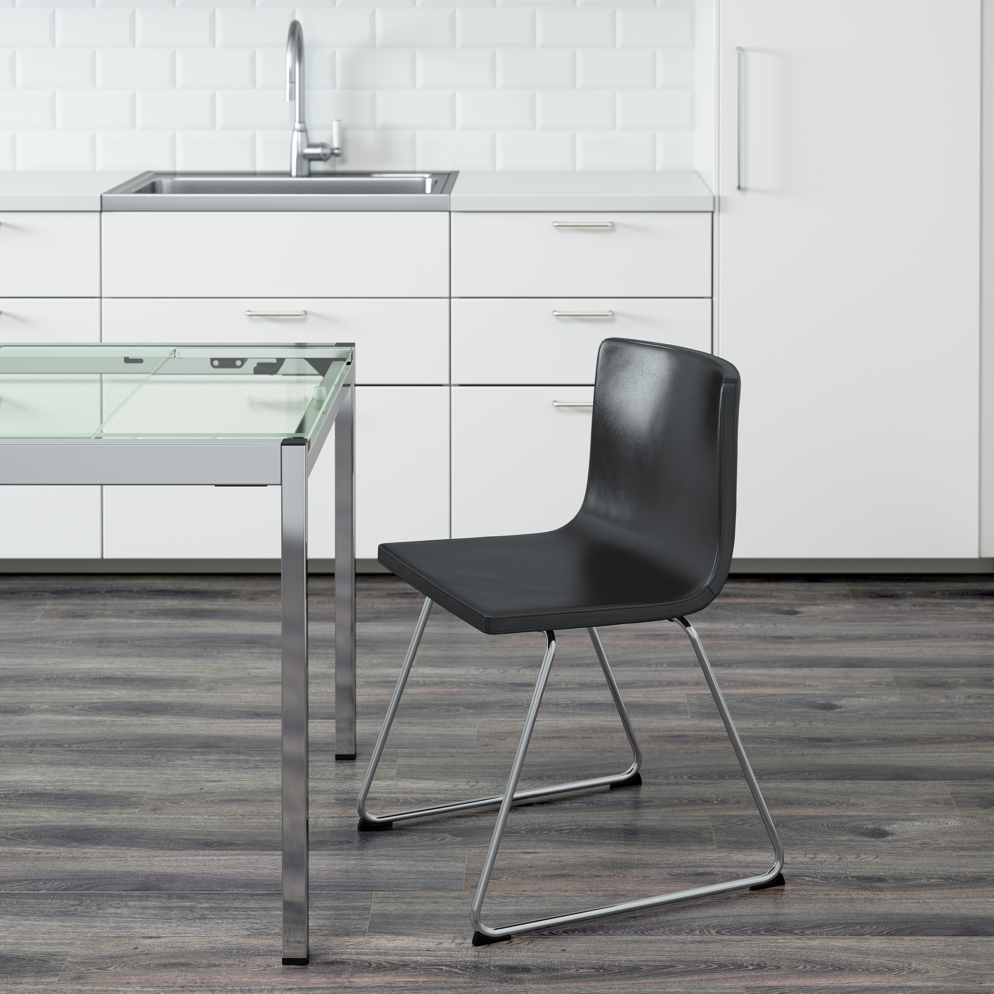 BERNHARD chair chromeplated/Mjuk dark brown 50x50x77 cm IKEA Eesti