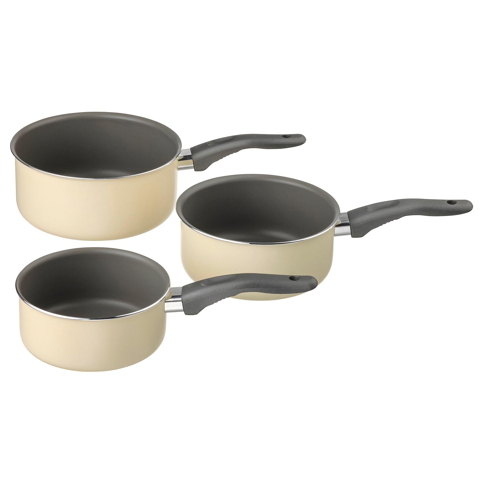KAVALKAD saucepan, set of 3 grey/light beige IKEA Latvija
