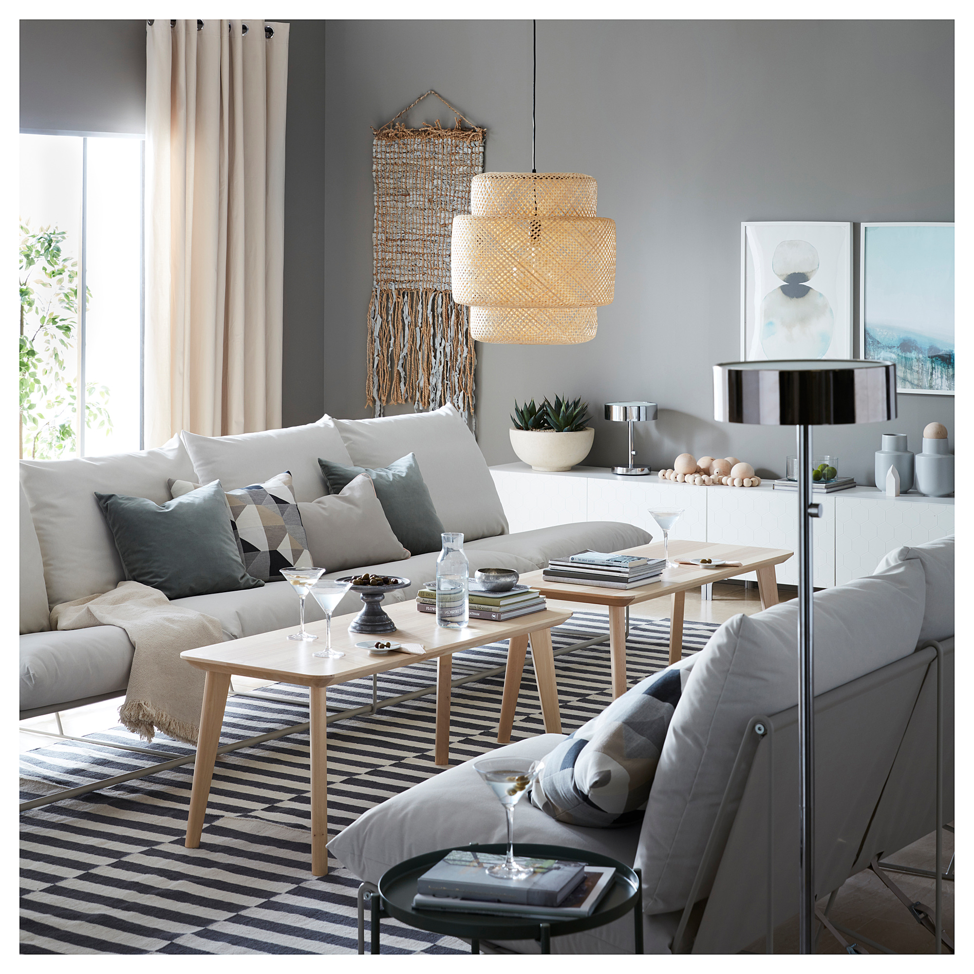 HAVSTEN 4seat sofa, in/outdoor without armrests/beige 326x94x90 cm