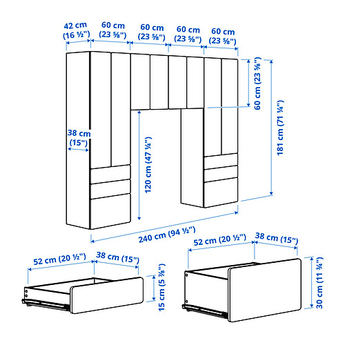 PLATSA/SMÅSTAD plauktu kombinācija