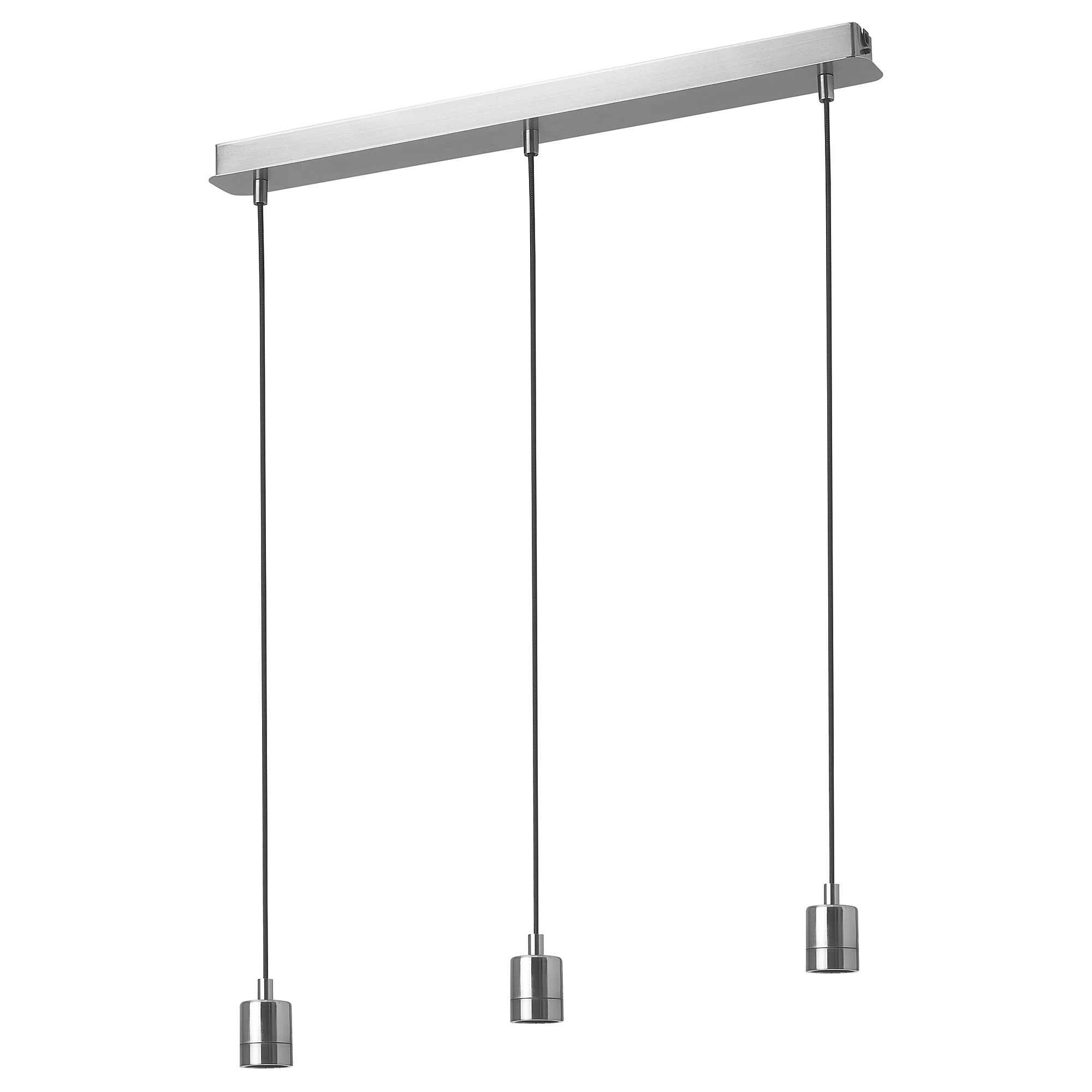 SKAFTET triple cord set with ceiling mount nickelplated rectangle