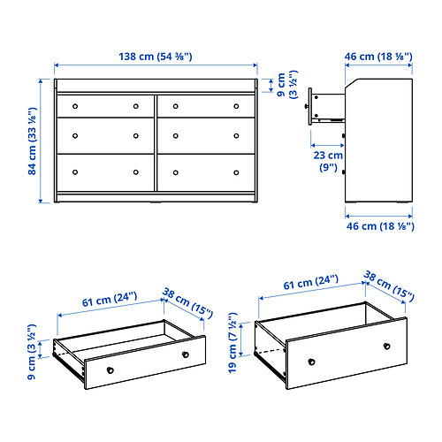 HAUGA chest of 6 drawers