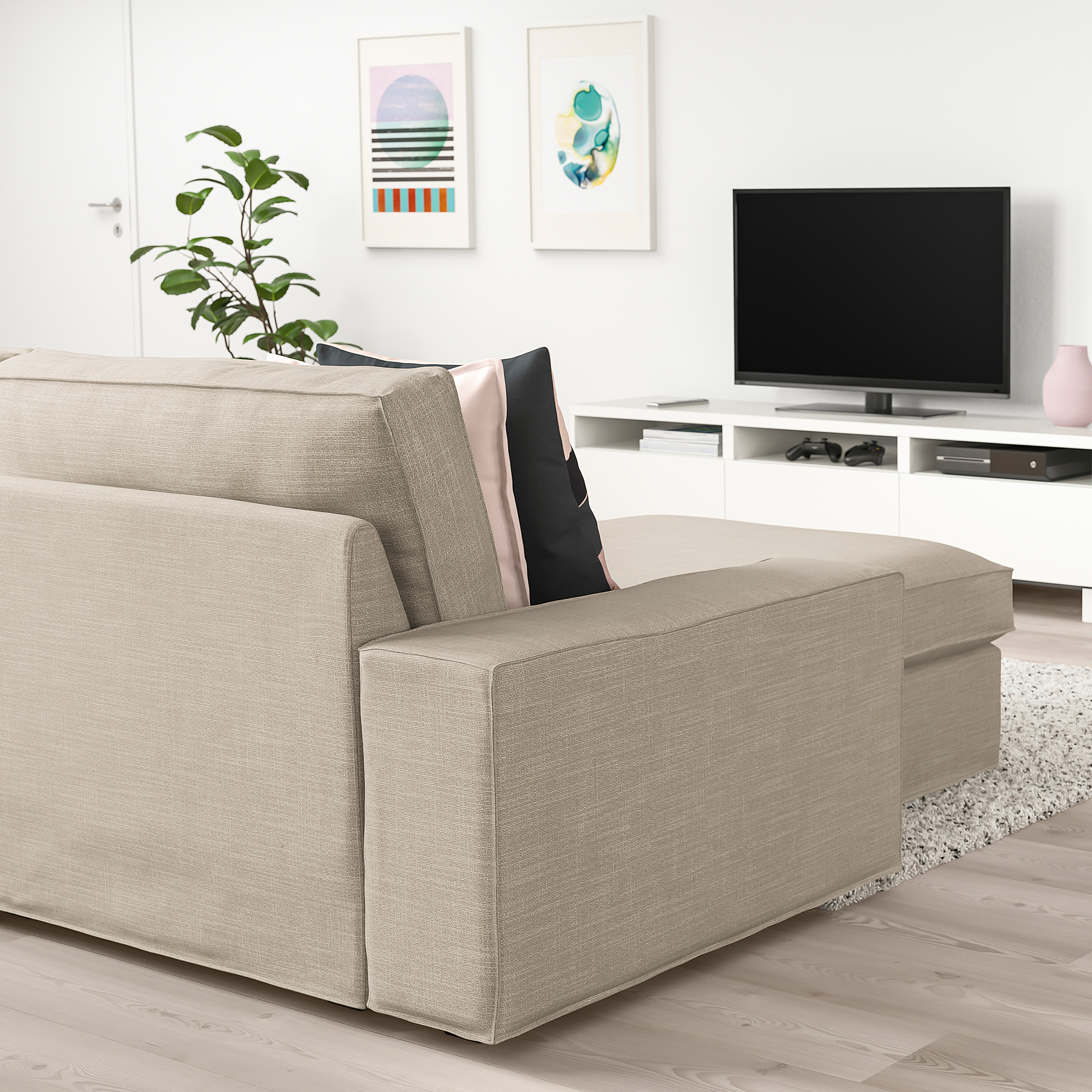 KIVIK 4seat sofa with chaise longue Hillared beige IKEA Latvija