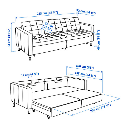 LANDSKRONA trivietė sofa-lova