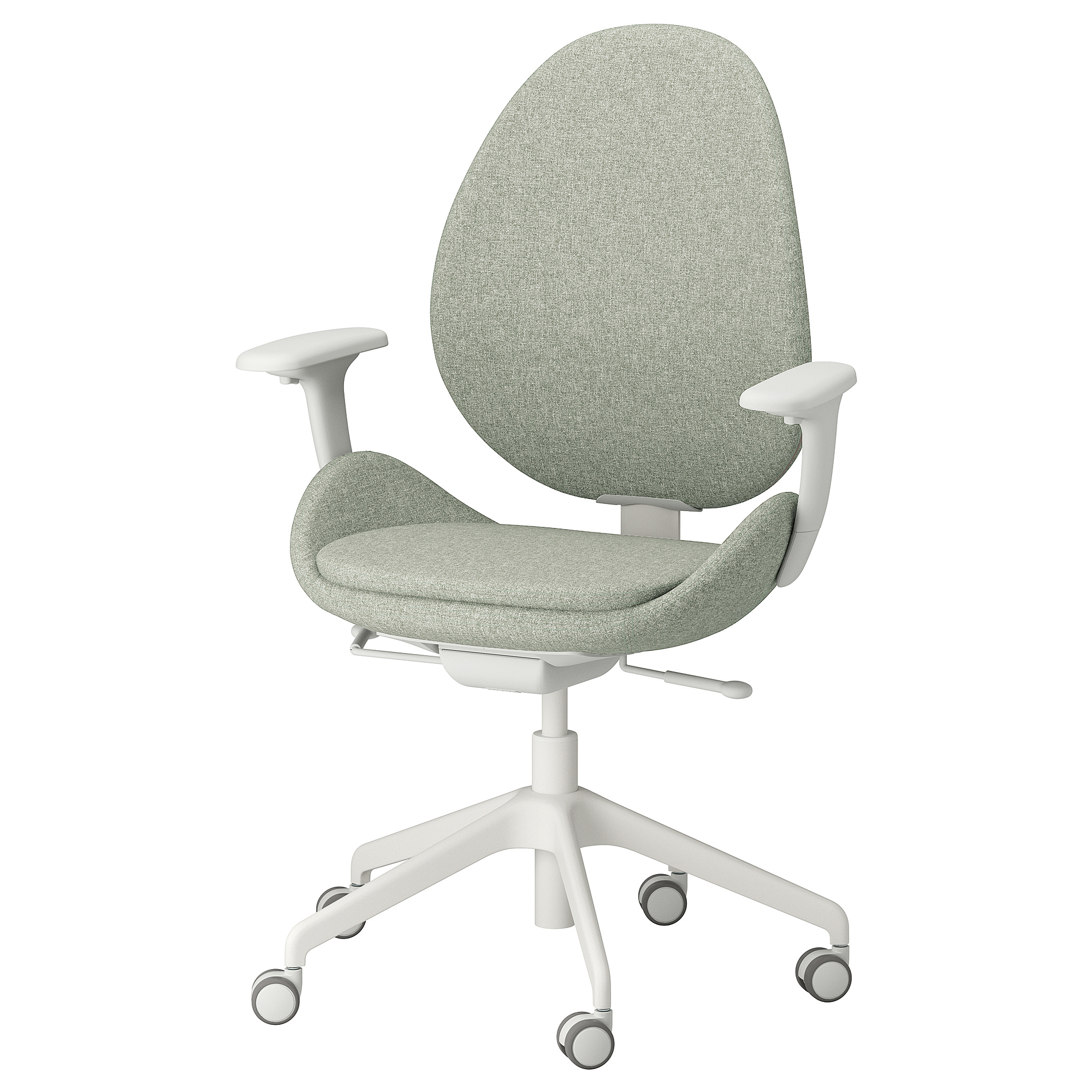 HATTEFJÄLL office chair with armrests Gunnared light green/white