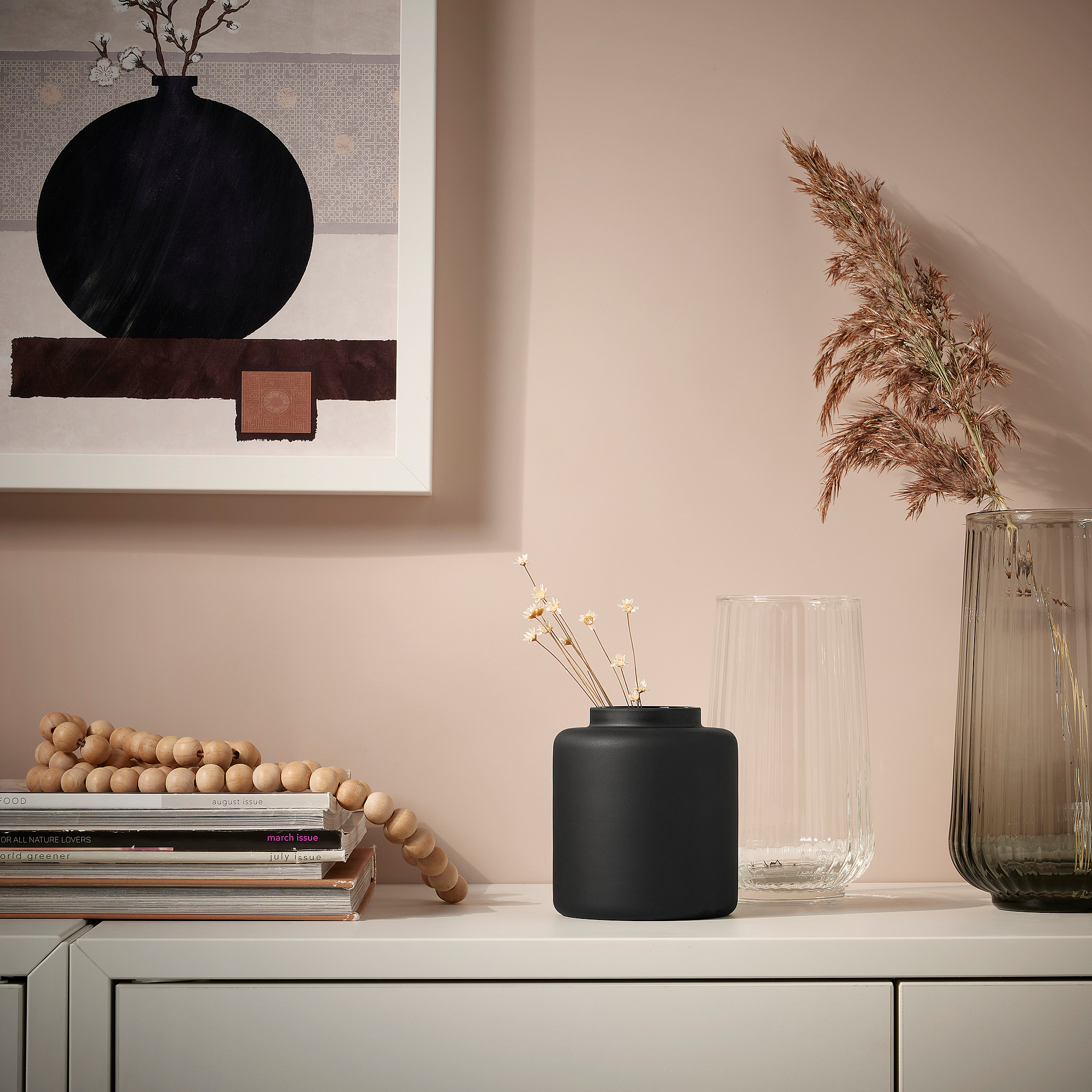 KONSTFULL vase frosted glass/black 10 cm IKEA Latvija