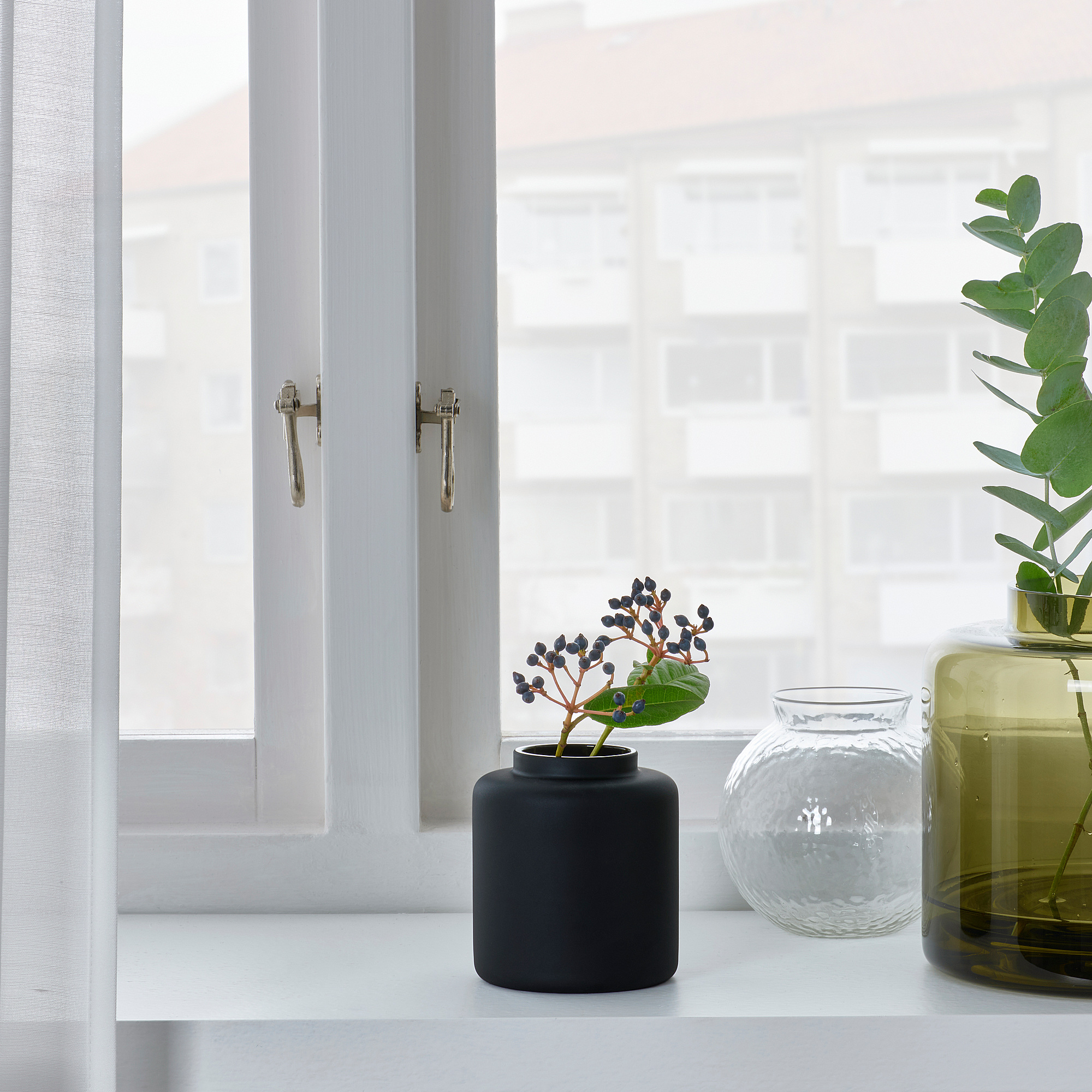 KONSTFULL vase frosted glass/black 10 cm IKEA Latvija