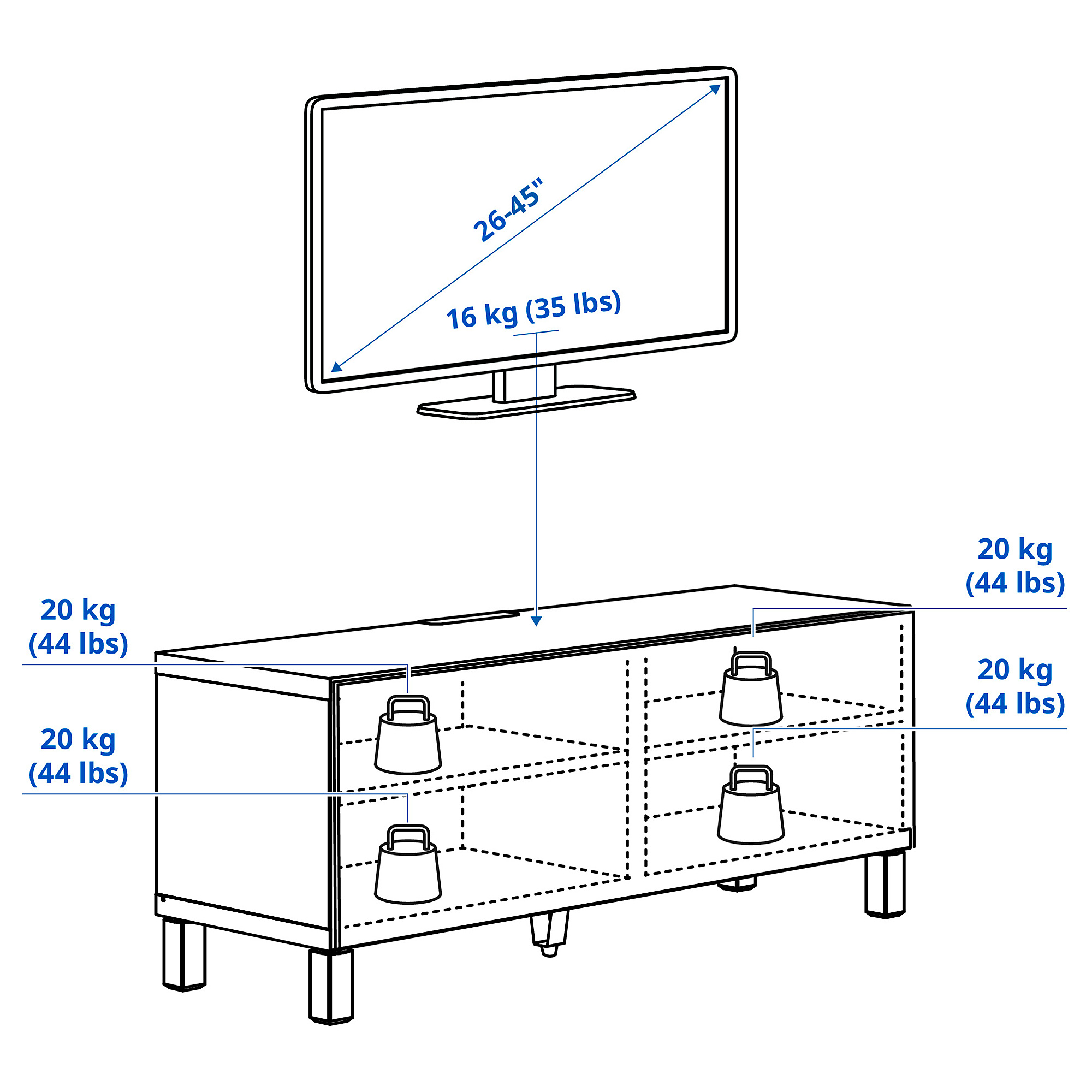 BESTÅ TV bench with doors black-brown/Hanviken/Stubbarp black