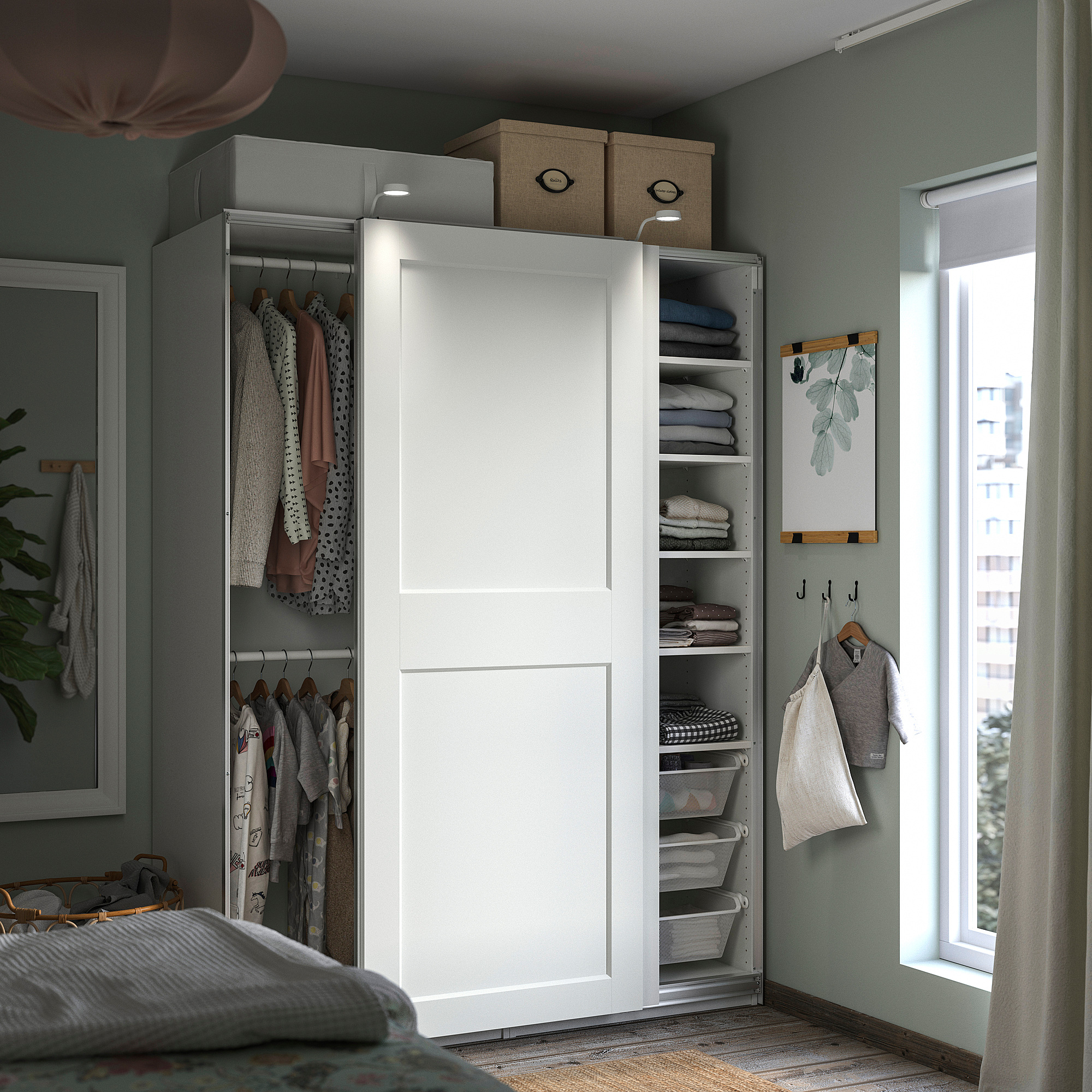 PAX/GRIMO wardrobe white/white 150x66x201 cm IKEA Eesti