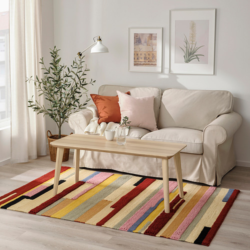 BRÖNDEN rug, low pile handmade multicolour/red 133x195 cm IKEA Eesti