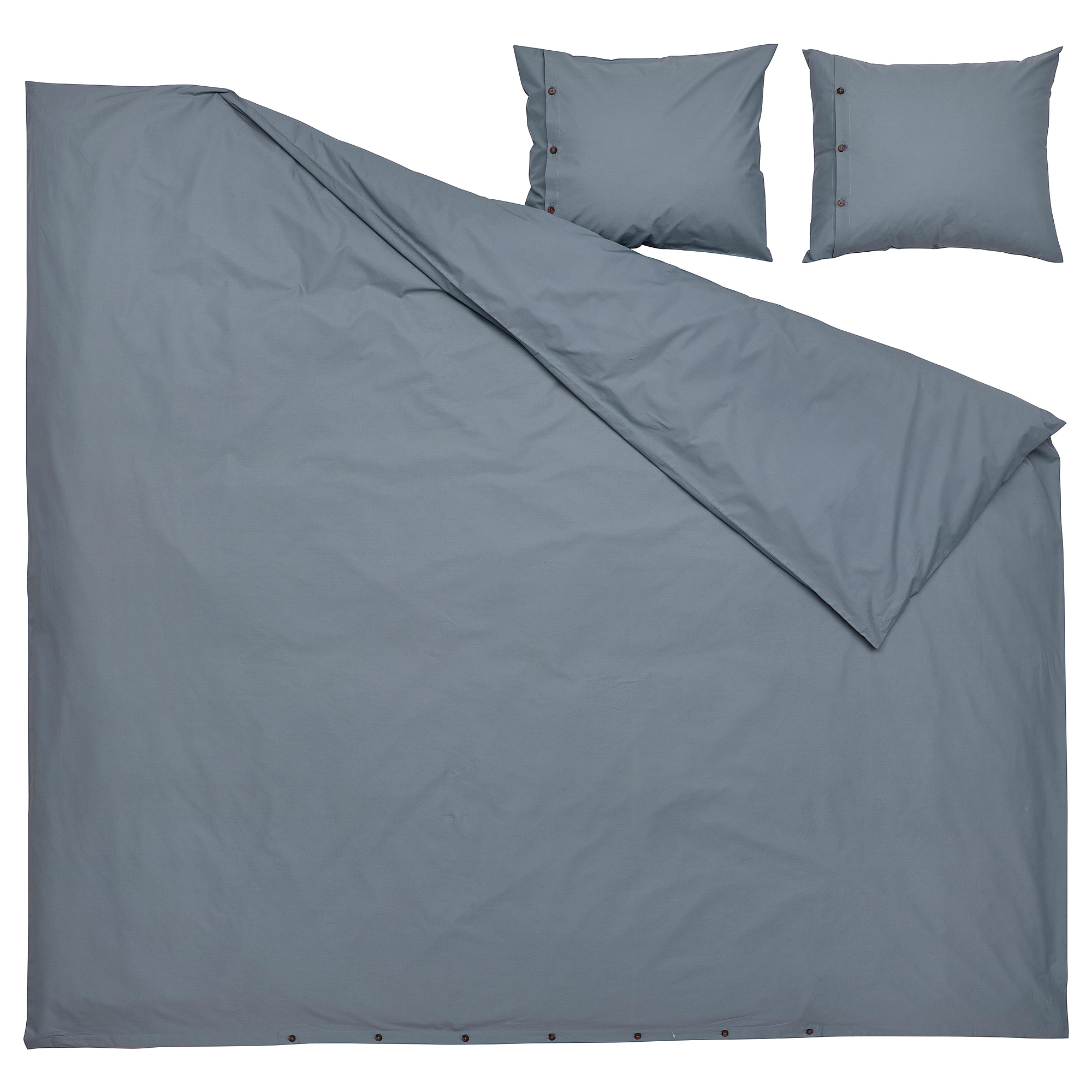 KRÅKRISMOTT duvet cover and 2 pillowcases dark blue 200x200/50x60 cm