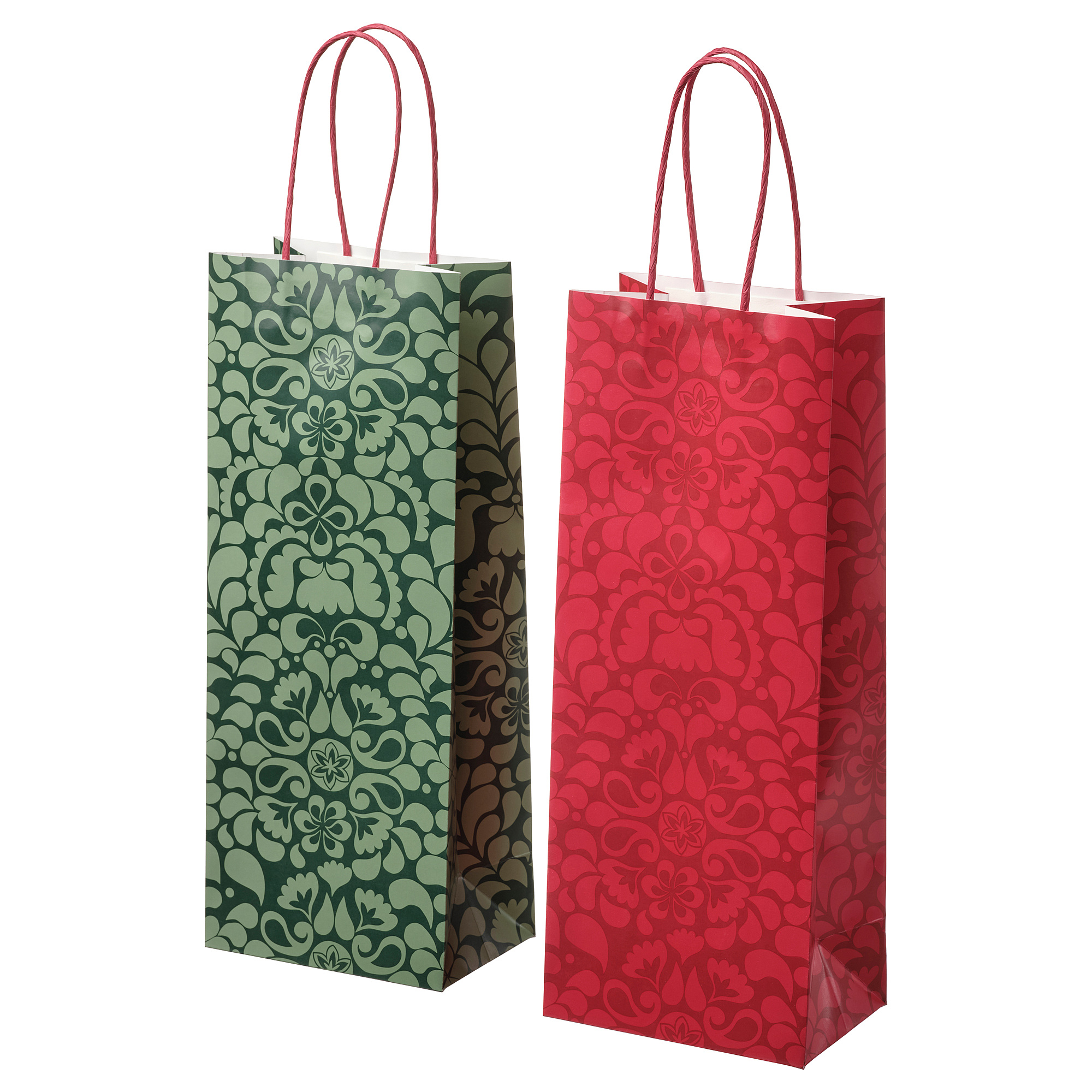 VINTERFINT Gift Bag For Bottle Floral Pattern Green red 13x32 Cm IKEA vinterfint-gift-bag-for-bottle-floral-pattern-green-red-13x32-cm-ikea