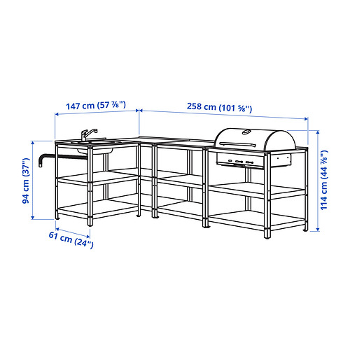 GRILLSKÄR кухонная мойка/угольн гриль,д/улицы