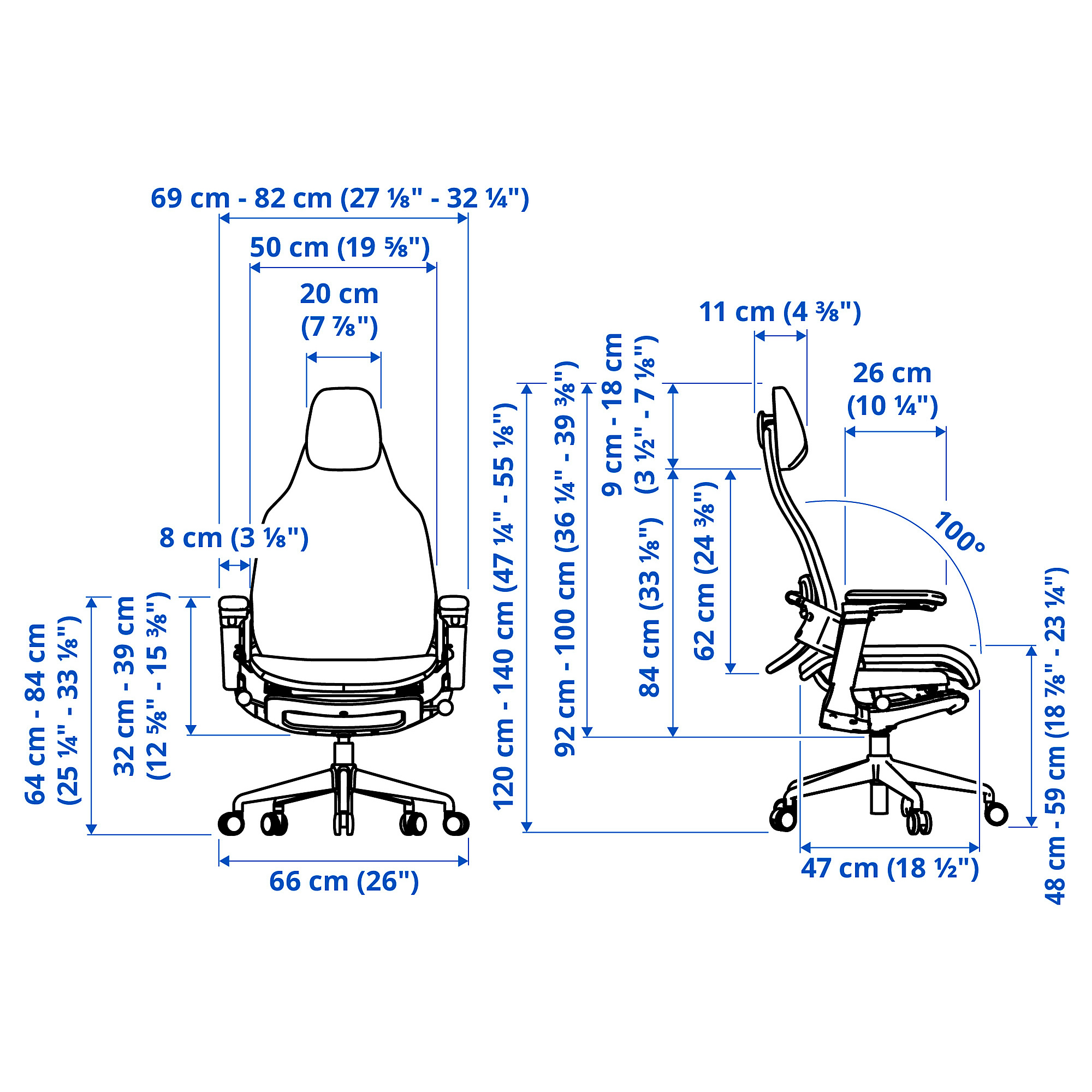 BÄSTBOLL gaming chair blue/Mjuk light grey | IKEA Eesti