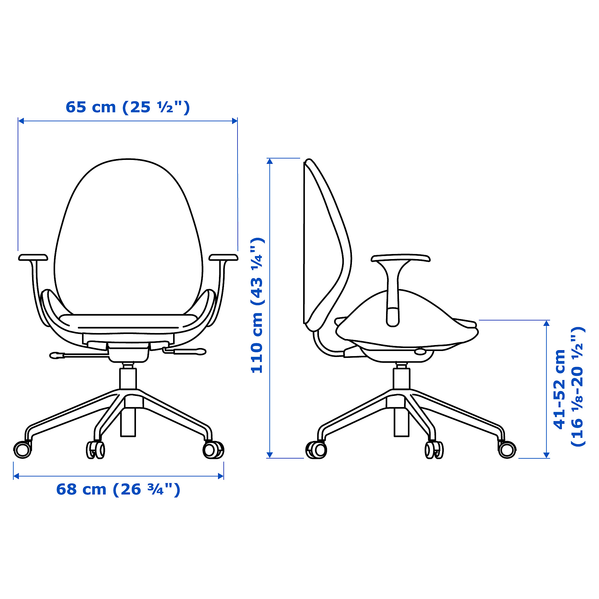 HATTEFJÄLL office chair with armrests Smidig black IKEA Lietuva