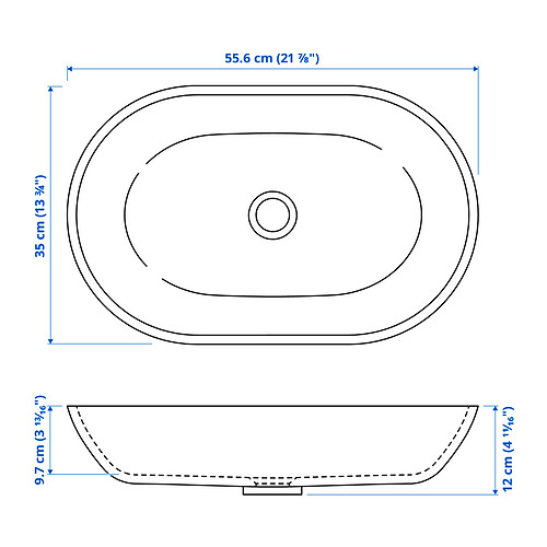 OXMYREN countertop wash-basin with water trap