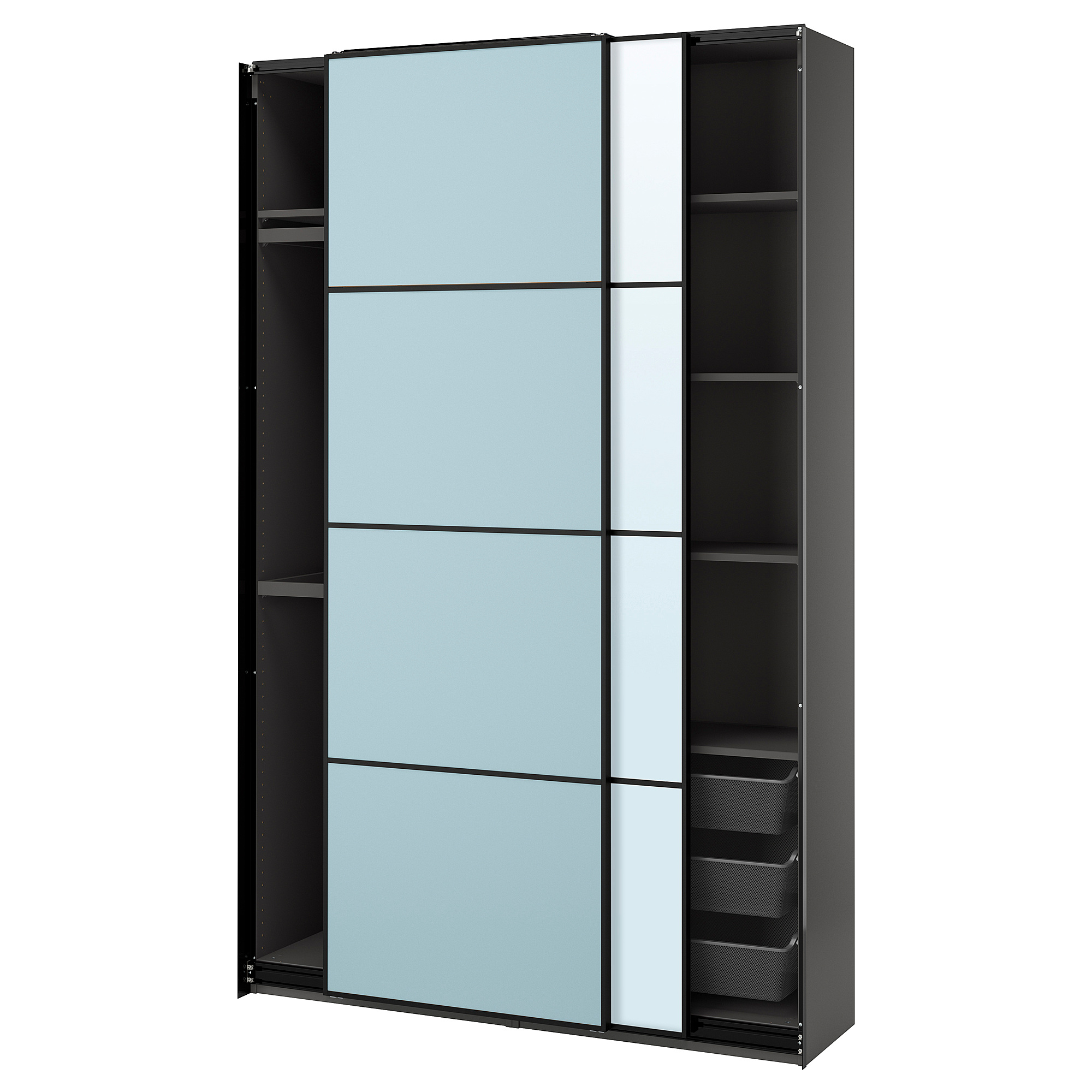 PAX/MEHAMN/AULI wardrobe with sliding doors dark grey double sided