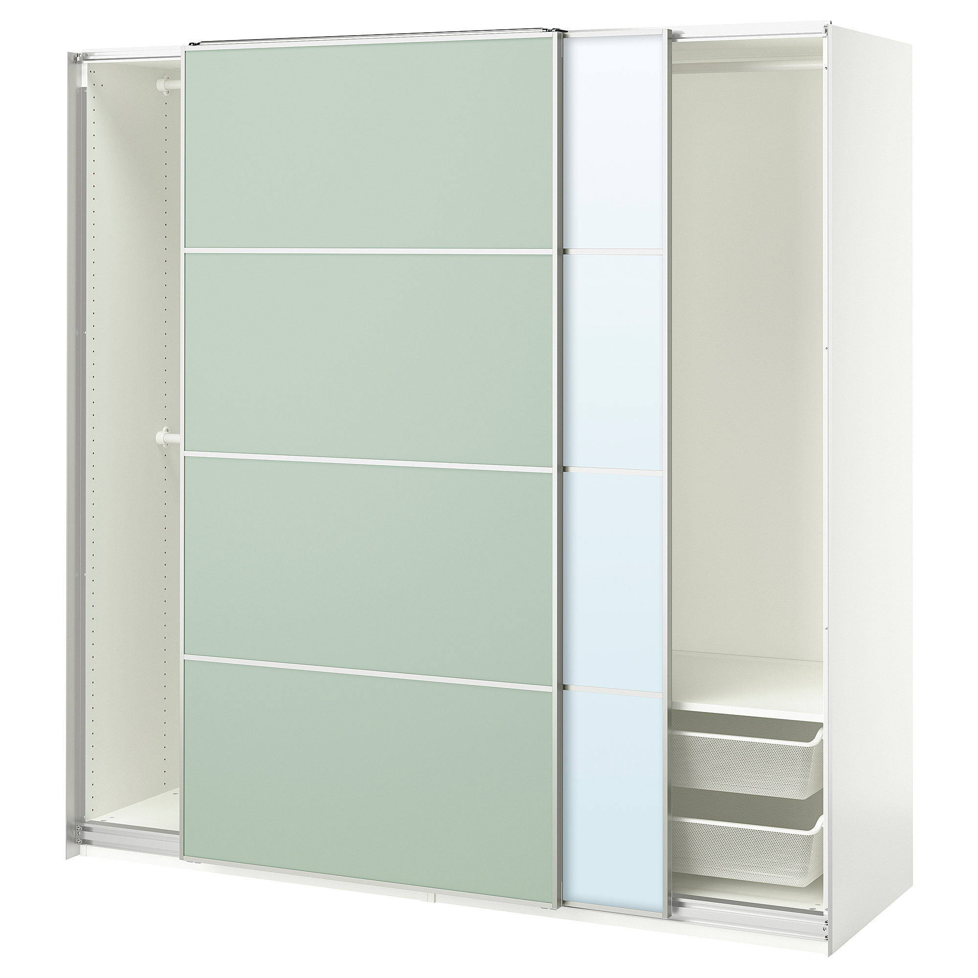 PAX/MEHAMN/AULI wardrobe with sliding doors white double sided/light