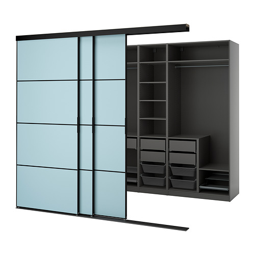 PAX/SKYTTA walk-in wardrobe with sliding doors