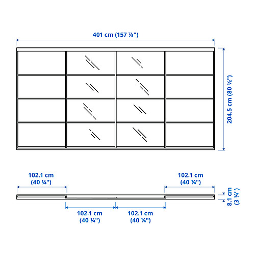 MEHAMN/AULI/SKYTTA sliding door combination