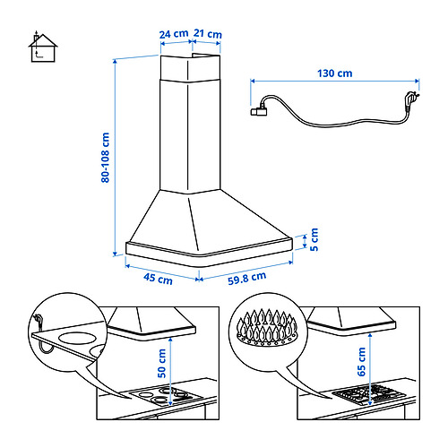 NILSBYN вытяжка кухонная стен креп (колпак)