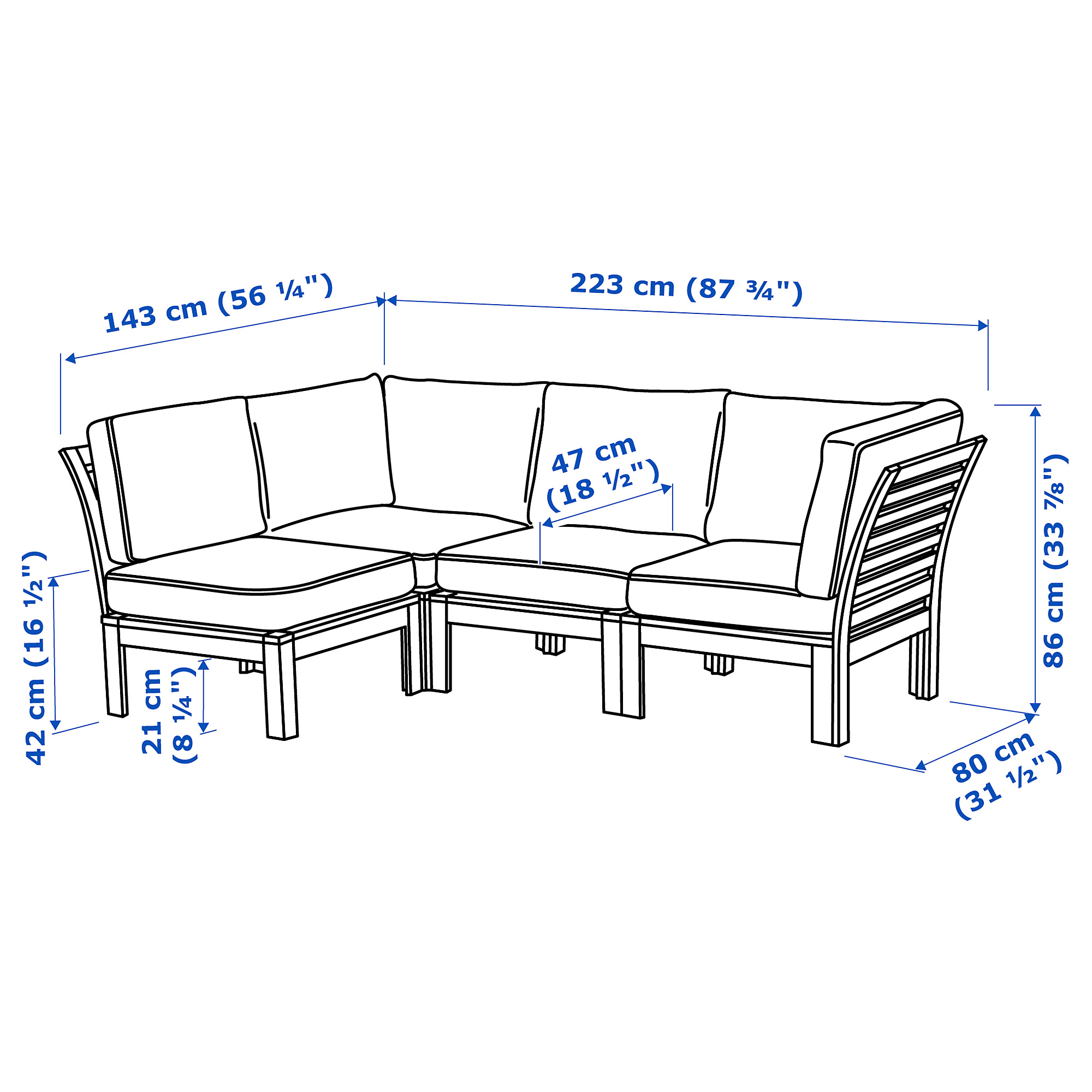 ÄPPLARÖ modular corner sofa 3seat, outdoor brown stained/Järpön/Duvholmen anthracite 143