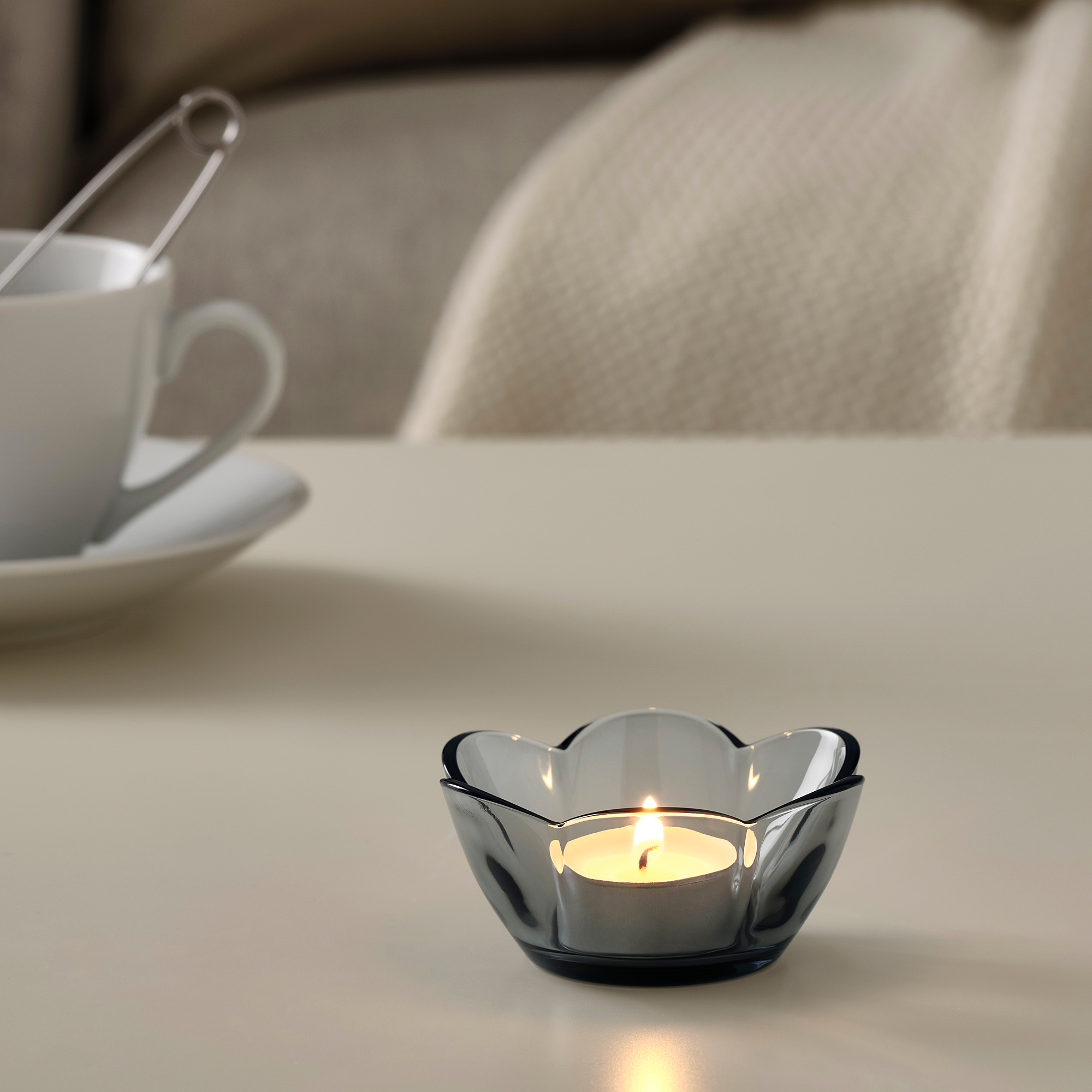 VANLIGEN tealight holder grey 4 cm IKEA Lietuva