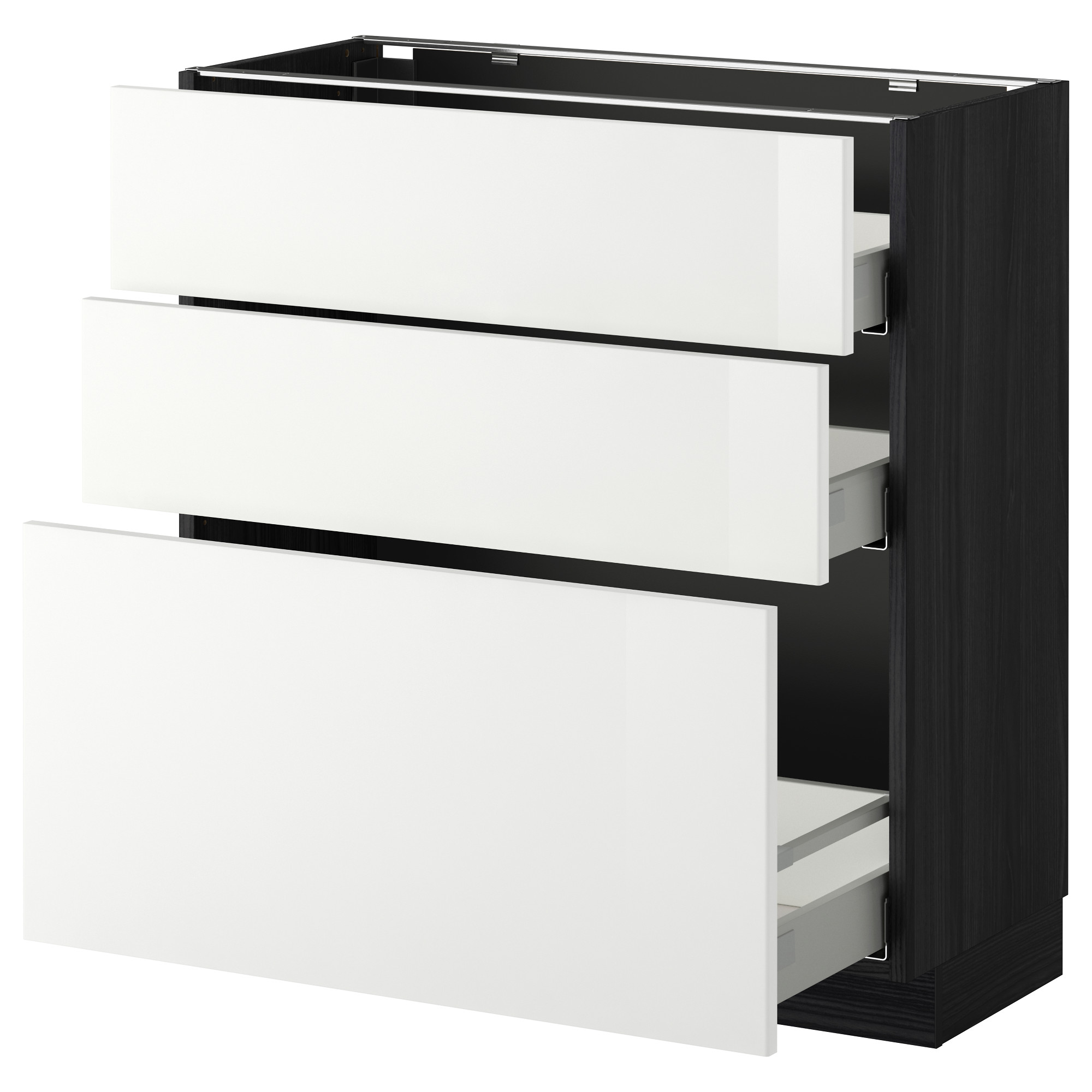 METOD past spnt 3 priek/2 žm/1 vid stalč juoda/Ringhult balta 80x37 cm