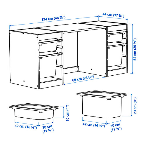 TROFAST rašomasis stalas su dėžėmis