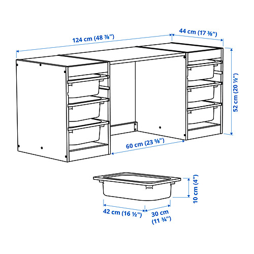 TROFAST desk with storage boxes