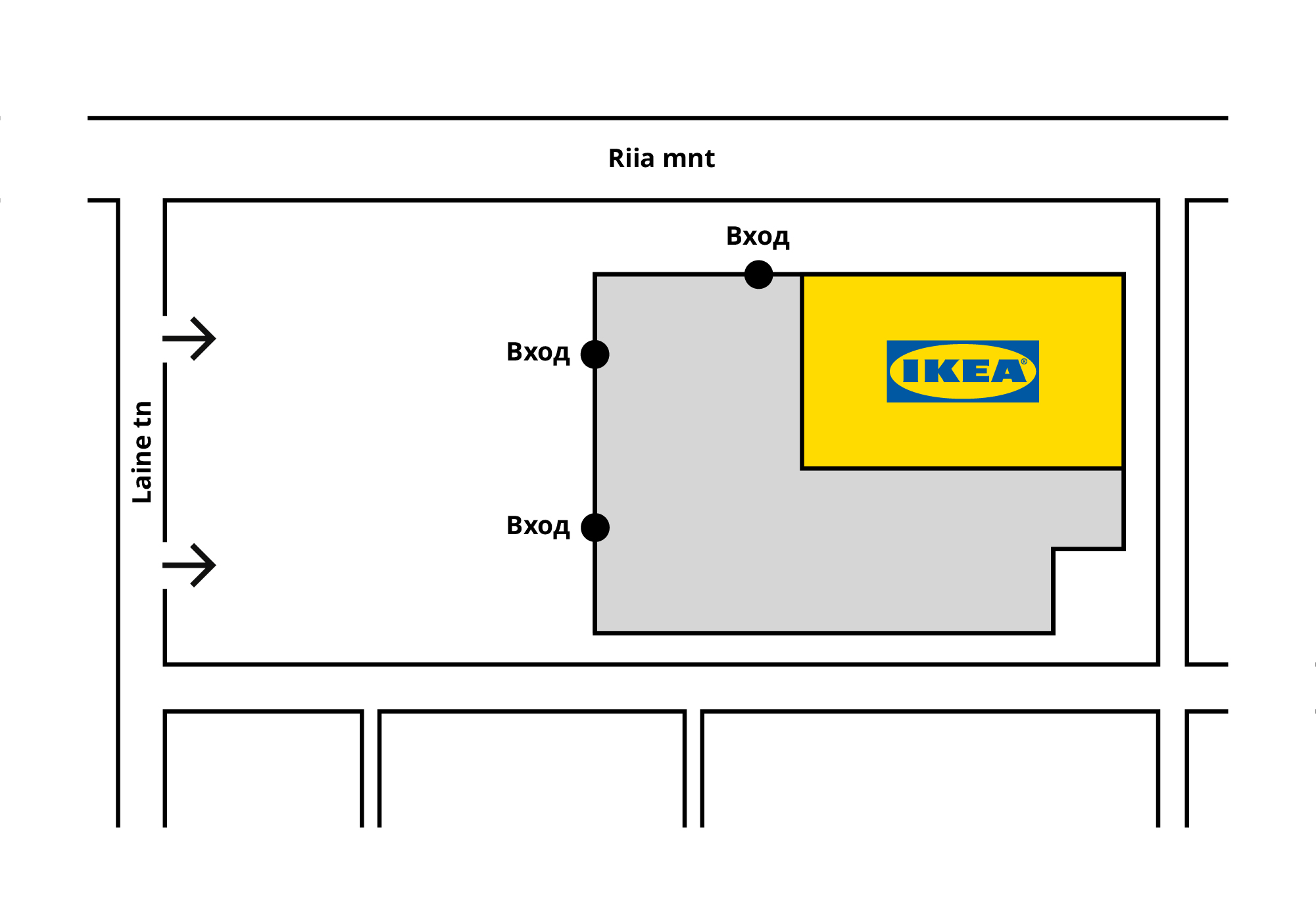 Карта торгового центра с отмеченным местоположением небольшого магазина IKEA