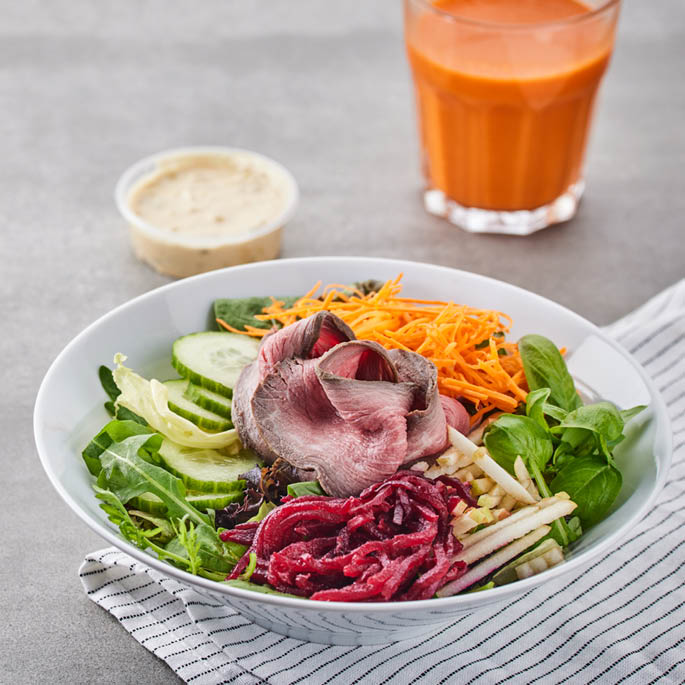 Dish at the Swedish Restaurant: Salad with fried beef