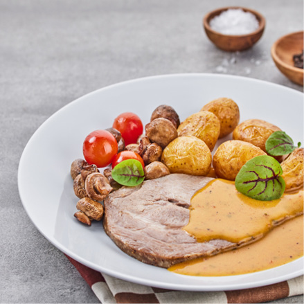 Švediško restorano patiekalas: Jautienos mentės kepsnys