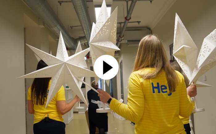 Video of how IKEA B2B designers decorate the Gustav Adolf Gymnasium, Kihnu Center, and Southern Regional Rescue Service´s building with STRÅLA stars.