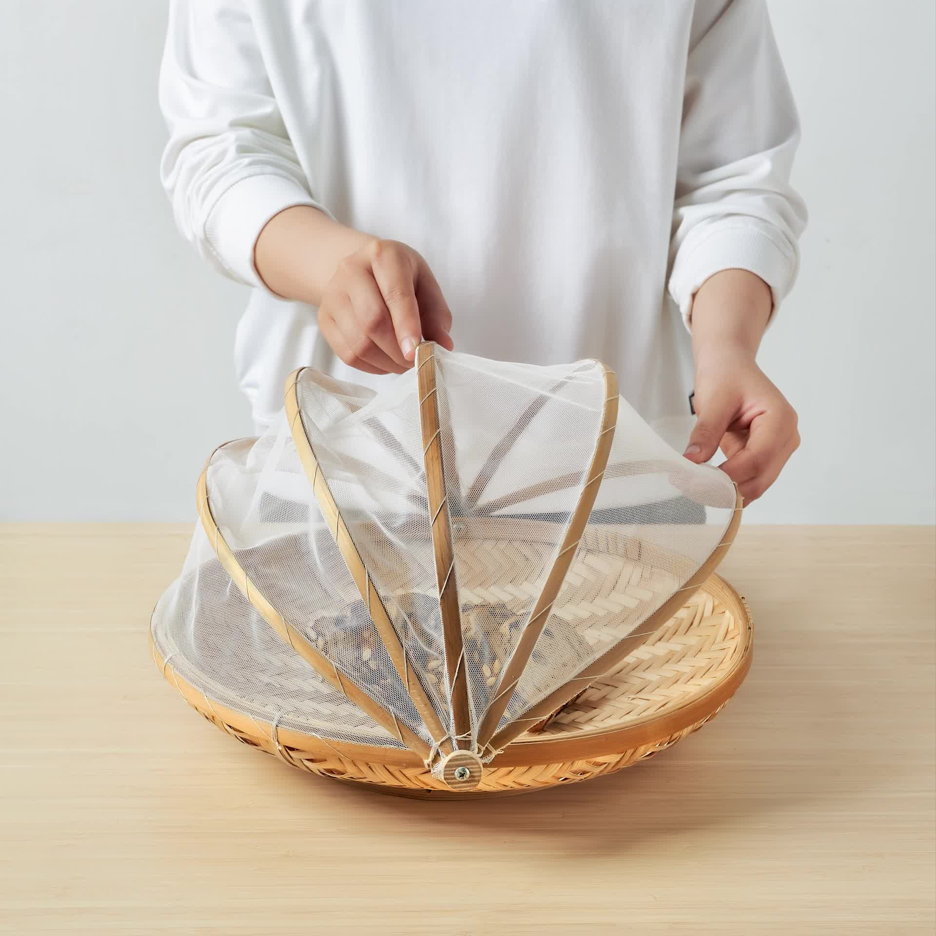 SNUSTORR food cover with tray handmade bamboo 40 cm IKEA Eesti